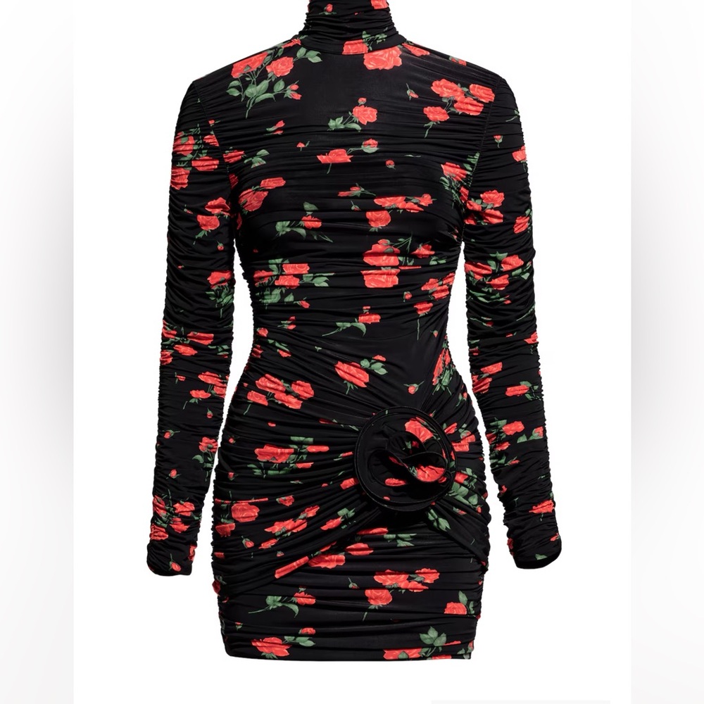 Magda Butrym Collaboration with H&M Black Ruched Long Sleeve Bodycon Dress